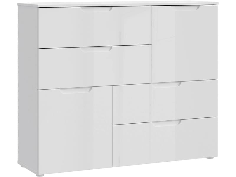 Kommode SIENNA 2 Türen 4 Schubladen 34.4x115.1x94.5cm weiss glänzend dekor