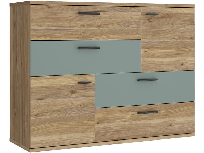 Kommode SKIVE 2 Türen 4 Schubladen 41.3x124.9x95.9cm eiche dekor