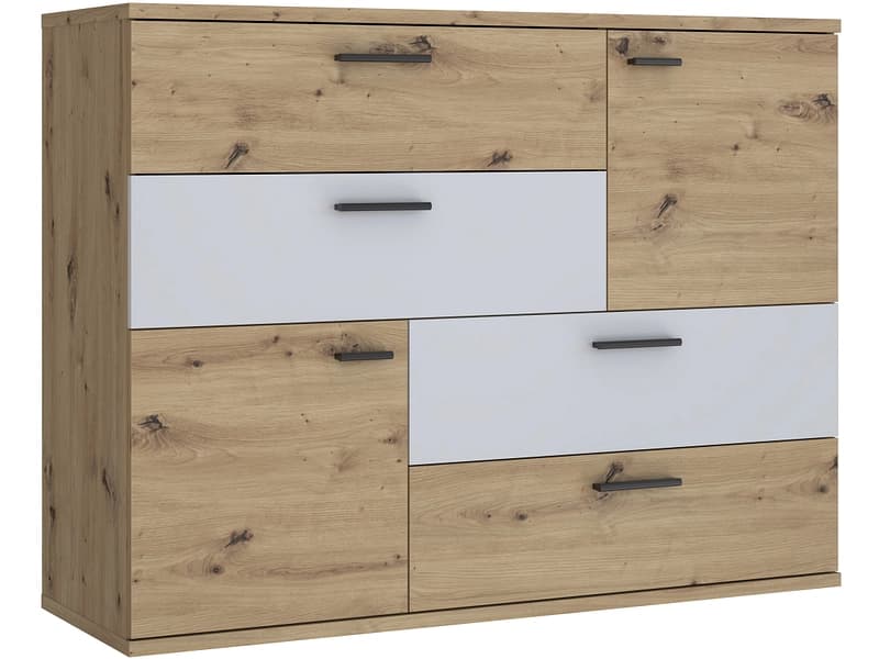 Kommode SKIVE 2 Türen 4 Schubladen 41.3x124.9x95.9cm artisan eiche dekor