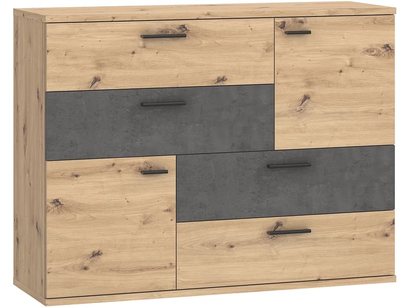Kommode SKIVE 2 Türen 4 Schubladen 41.3x124.9x95.9cm artisan eiche dekor