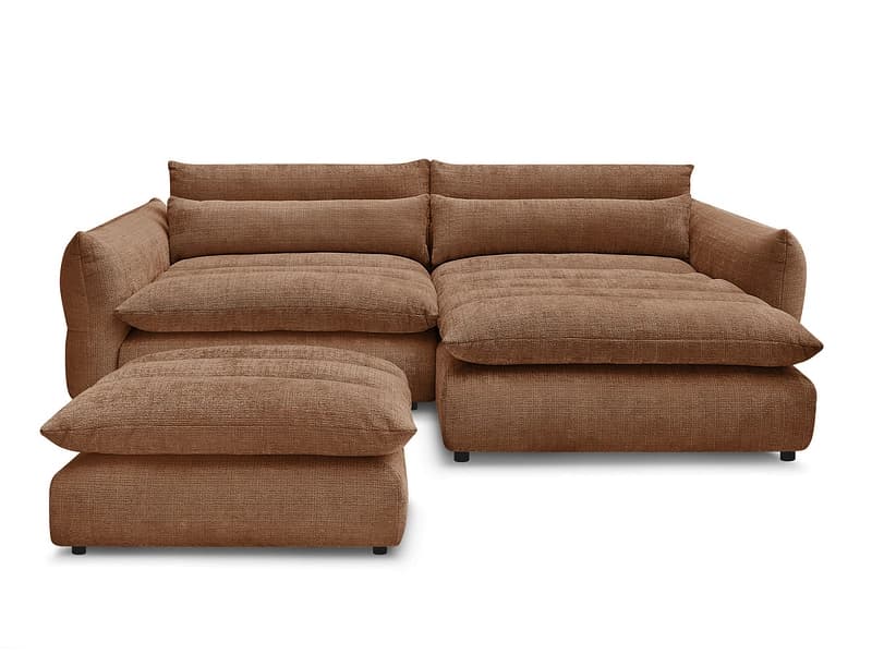 Ecksofa mit Hocker BOBOCHIC NEIL Stoff mit Textur orange