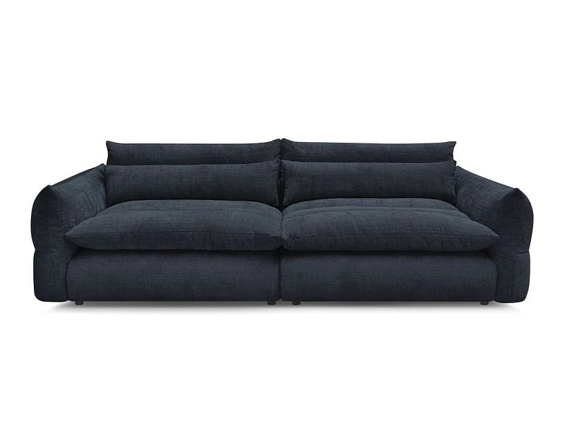 3er Sofa BOBOCHIC NEIL Stoff mit Textur dunkelblau