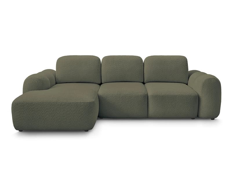 Ecksofa BOBOCHIC MONTAIGNE Boucle-Stoff grün