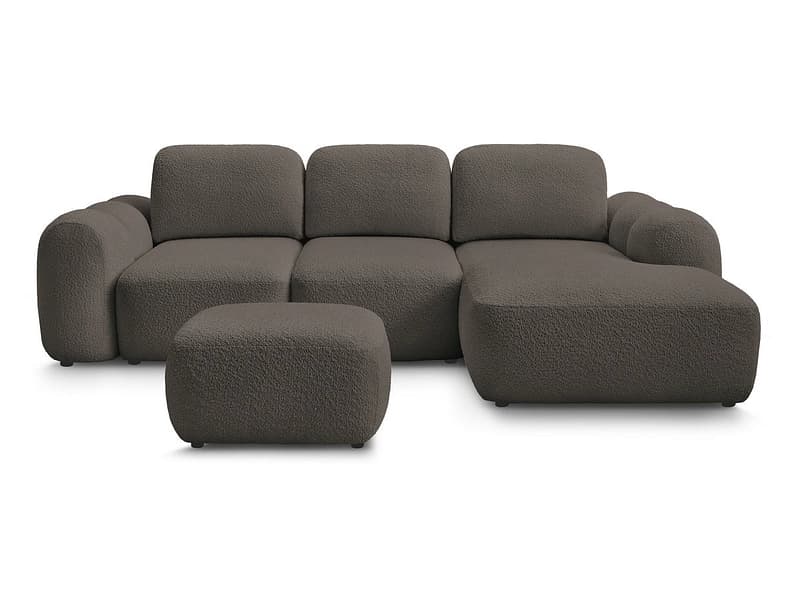 Ecksofa mit Hocker BOBOCHIC MONTAIGNE Boucle-Stoff rotbraun