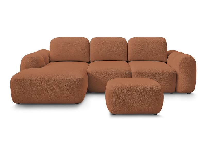Ecksofa mit Hocker BOBOCHIC MONTAIGNE Boucle-Stoff orange