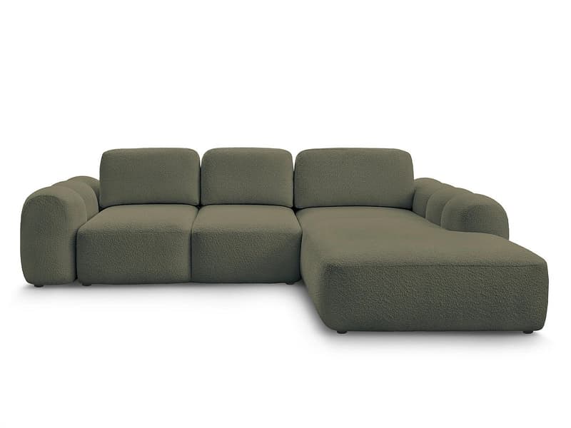 Ecksofa BOBOCHIC MONTAIGNE Boucle-Stoff grün