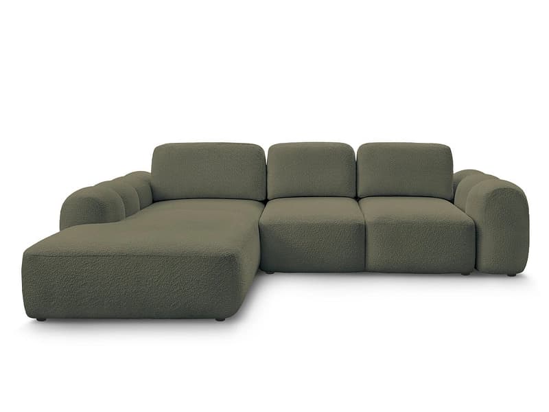 Ecksofa BOBOCHIC MONTAIGNE Boucle-Stoff grün