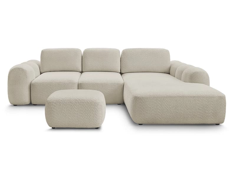 Ecksofa mit Hocker BOBOCHIC MONTAIGNE Boucle-Stoff beige