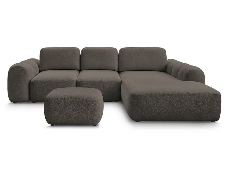 Ecksofa mit Hocker BOBOCHIC MONTAIGNE Boucle-Stoff rotbraun