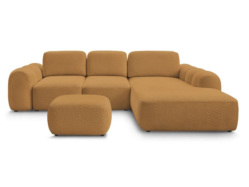 Ecksofa mit Hocker BOBOCHIC MONTAIGNE Boucle-Stoff gelb