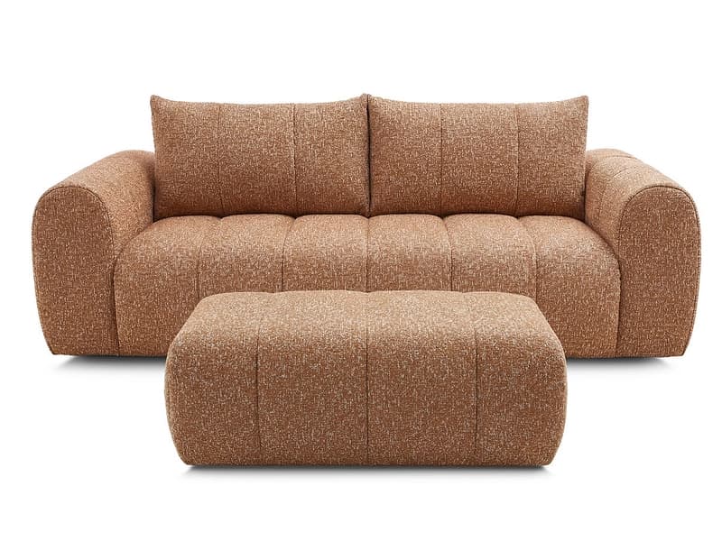 3er Sofa mit Hocker BOBOCHIC NESTY Stoff chiniert orange