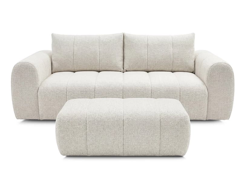 3er Sofa mit Hocker BOBOCHIC NESTY Stoff chiniert beige