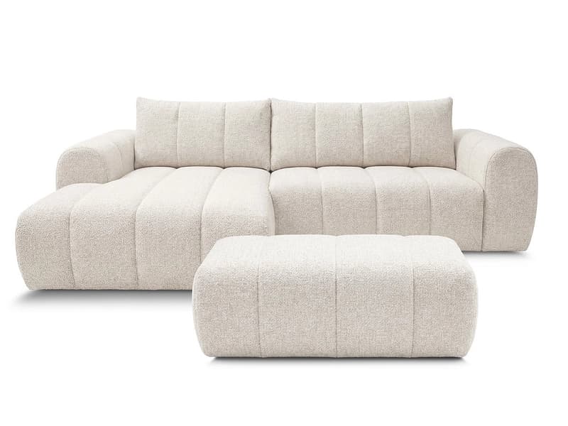 Ecksofa mit Hocker BOBOCHIC NESTY Stoff chiniert beige