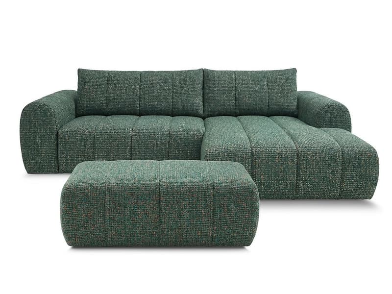 Ecksofa mit Hocker BOBOCHIC NESTY Stoff chiniert dunkelgrün