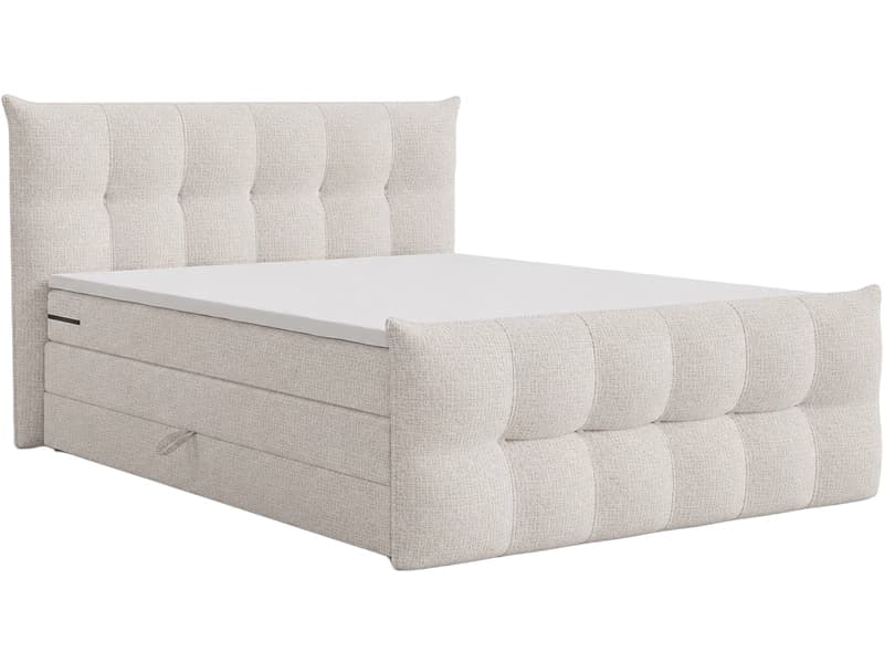 Boxspringbett ANGORA cremefarben 160x200cm halbfest