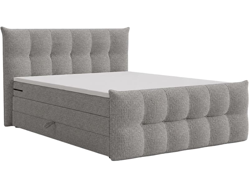 Boxspringbett ANGORA grau 140x200cm halbfest