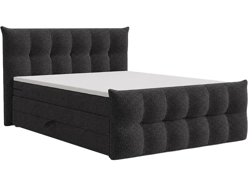 Boxspringbett ANGORA schwarz 180x200cm halbfest