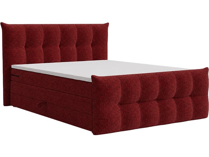 Boxspringbett ANGORA rot 180x200cm halbfest