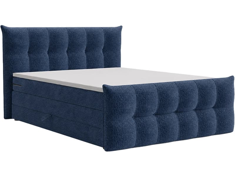 Boxspringbett ANGORA dunkelblau 160x200cm halbfest