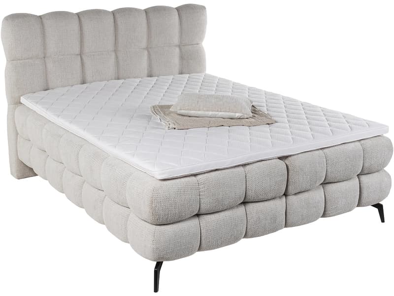 Boxspringbett DUOMO beige 200x200cm halbfest