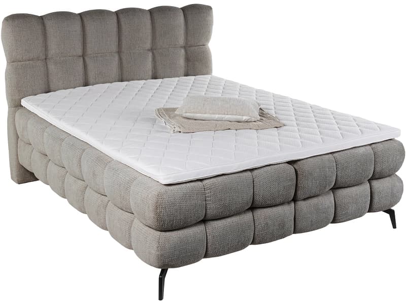Boxspringbett DUOMO dunkelbeige 200x200cm halbfest
