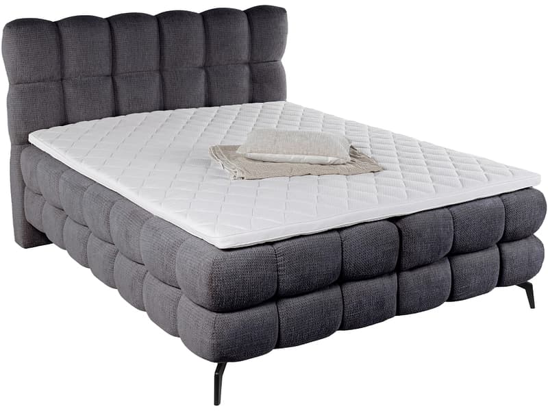 Boxspringbett DUOMO dunkelgrau 200x200cm halbfest