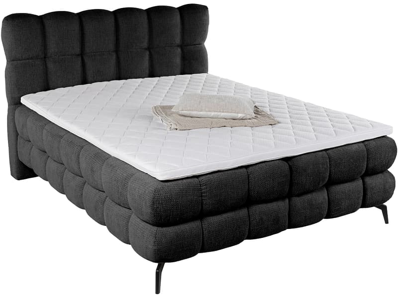 Boxspringbett DUOMO schwarz 200x200cm halbfest