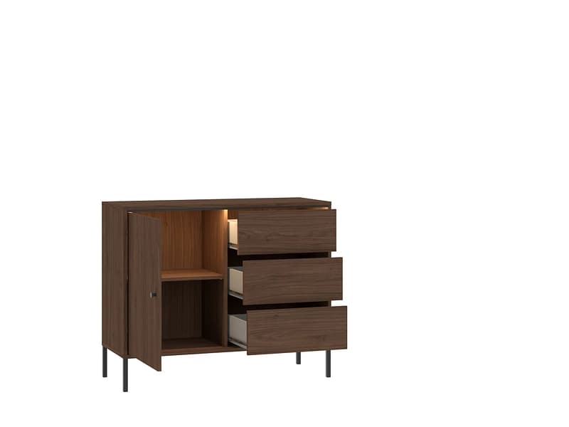 Kommode TAMI 1 Tür 3 Schubladen 40x101.1x83cm nussbaum laminiert / matt / nussbaum