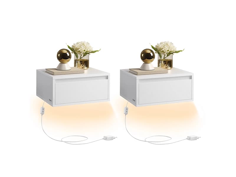 2 Nachttische-Set SONGMICS LIGHTY 40x35x18cm wolkenweiss melamin