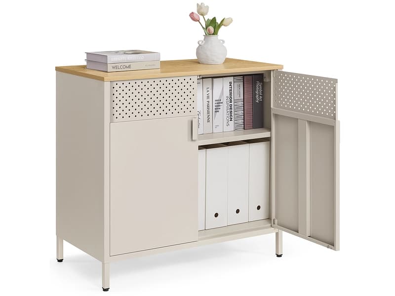 Kommode SONGMICS LIGHTY 2 Türen 40x80x76cm khaki edelstahl