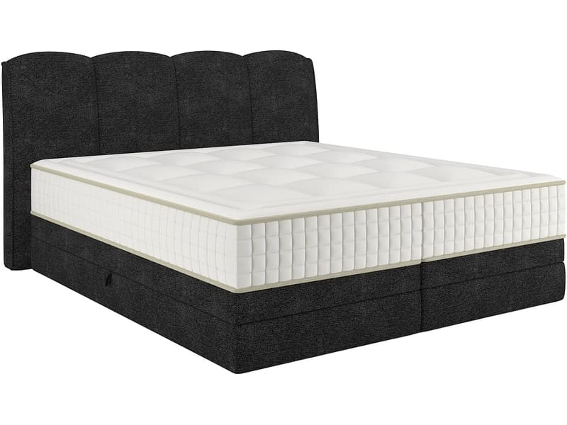 Boxspringbett STOCKHOLM schwarz 200x200cm halbfest
