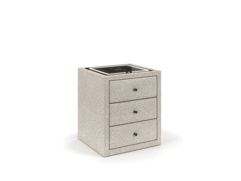Nachttisch STOCKHOLM 3 Schubladen 45.5x48x68cm beige stoff / plastik