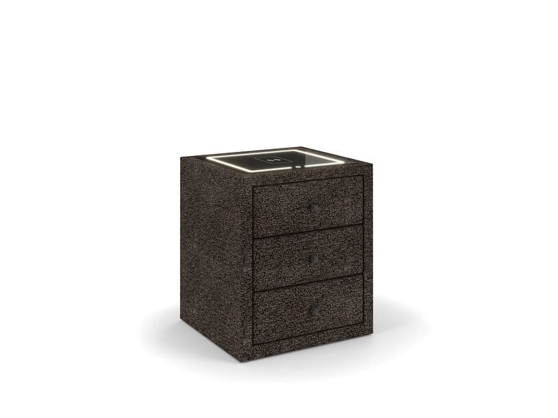 Nachttisch STOCKHOLM 3 Schubladen 45.5x48x68cm braun stoff / plastik