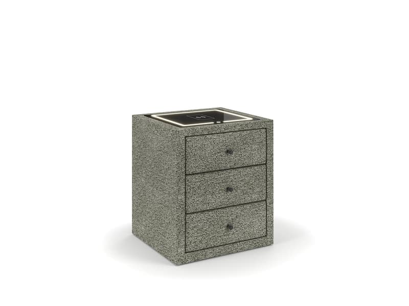 Nachttisch STOCKHOLM 3 Schubladen 45.5x48x68cm grün stoff / plastik
