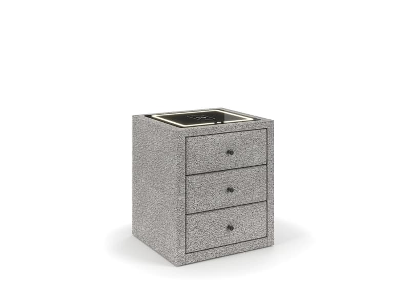 Nachttisch STOCKHOLM 3 Schubladen 45.5x48x68cm hellgrau stoff / plastik