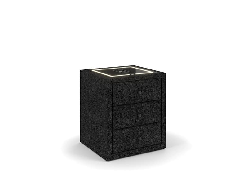 Nachttisch STOCKHOLM 3 Schubladen 45.5x48x68cm schwarz stoff / plastik