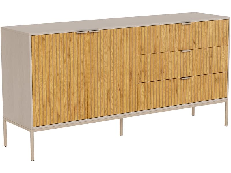 Sideboard SEAFORD 2 Türen 3 Schubladen 40x160x80cm eiche melamin