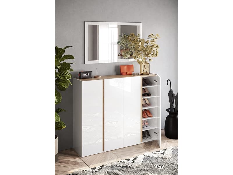 Schuhmöbel FRAME 30 Paar Schuhe 4 Türen weiss lackiert