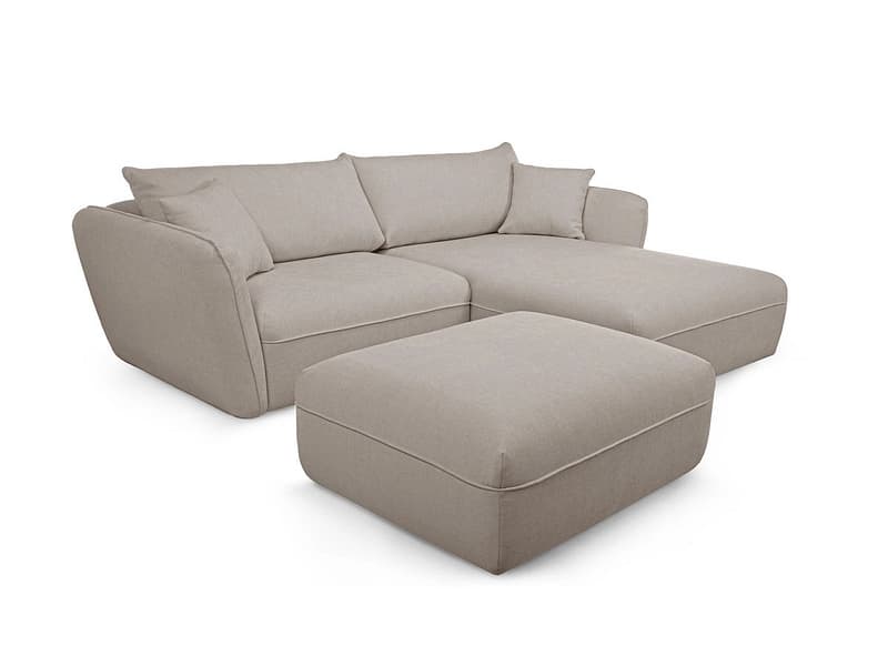 Ecksofa mit Hocker BOBOCHIC LUIGI Stoff mit Textur beige