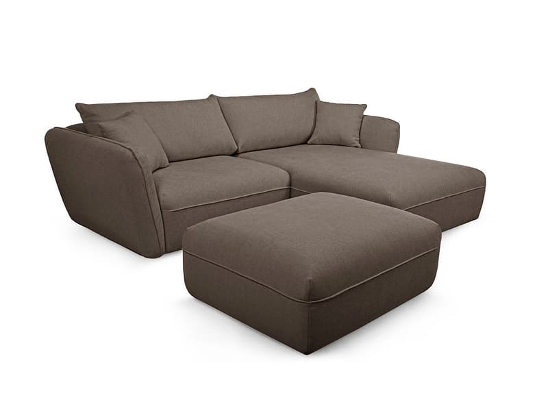 Ecksofa mit Hocker BOBOCHIC LUIGI Stoff mit Textur taupe