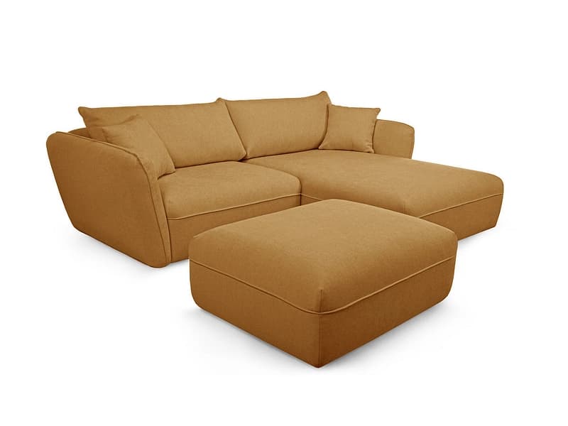 Ecksofa mit Hocker BOBOCHIC LUIGI Stoff mit Textur gelb