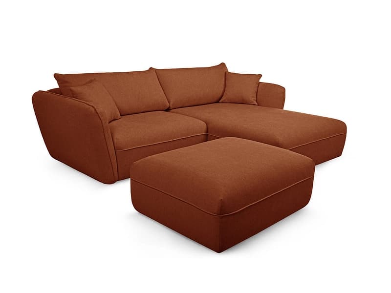 Ecksofa mit Hocker BOBOCHIC LUIGI Stoff mit Textur orange