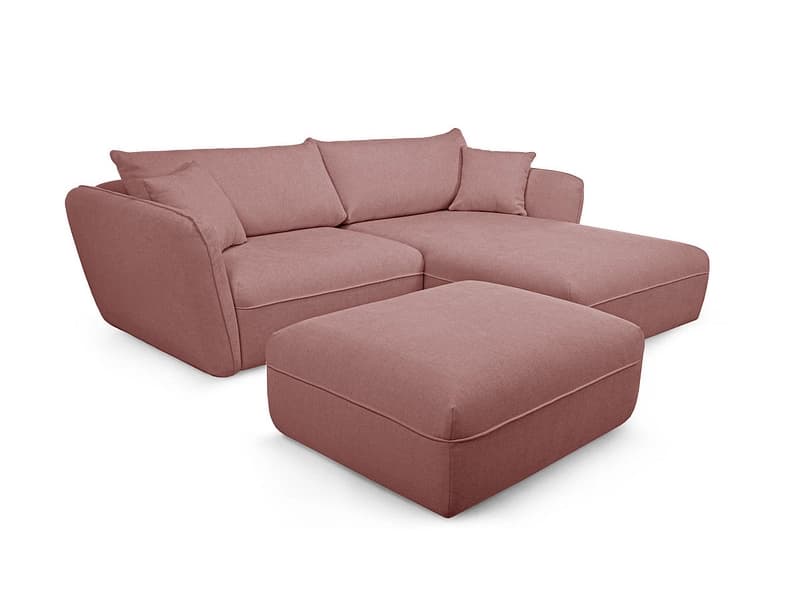 Ecksofa mit Hocker BOBOCHIC LUIGI Stoff mit Textur rosa