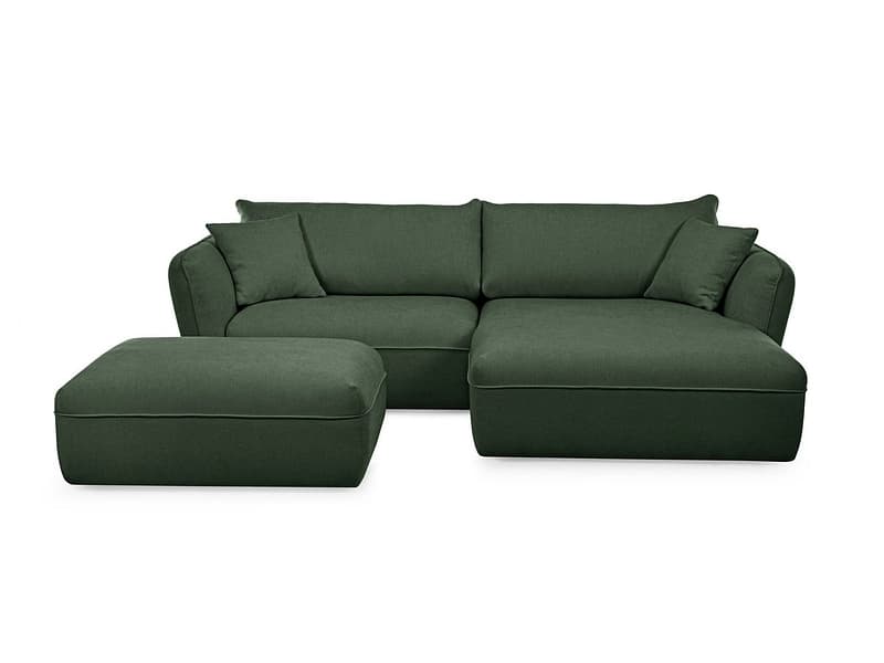 Ecksofa mit Hocker BOBOCHIC LUIGI Stoff mit Textur grün