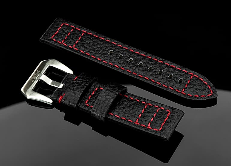 Handmade Black Buffalo Lederband 22mm Black Red Edition