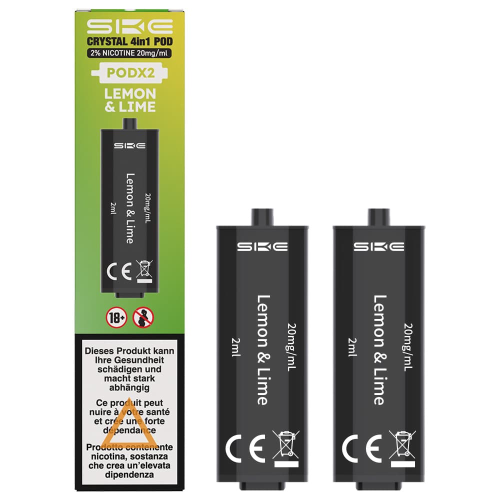 SKE Crystal ~ 4 in 1 ~ 2x2ml Pods (20mg) ~ Lemon Lime Ice