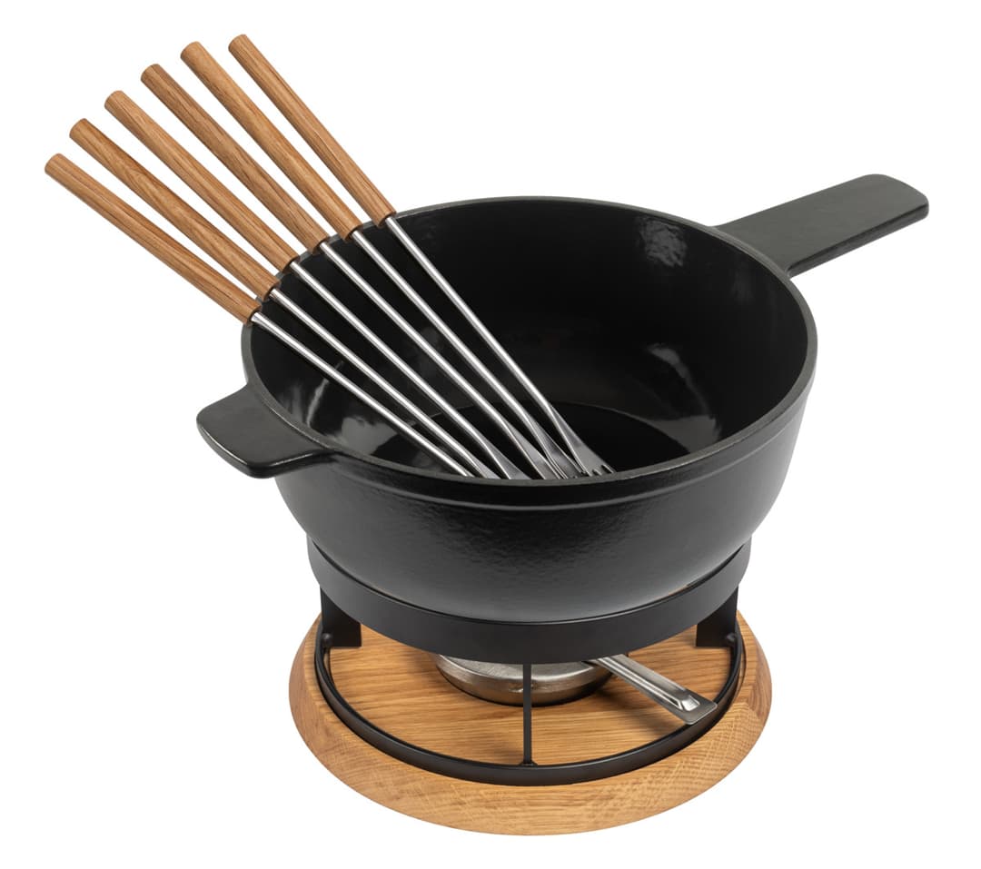 Käsefondue Set Induktion Gusseisen schwarz matt Alpstein Ø 24 cm