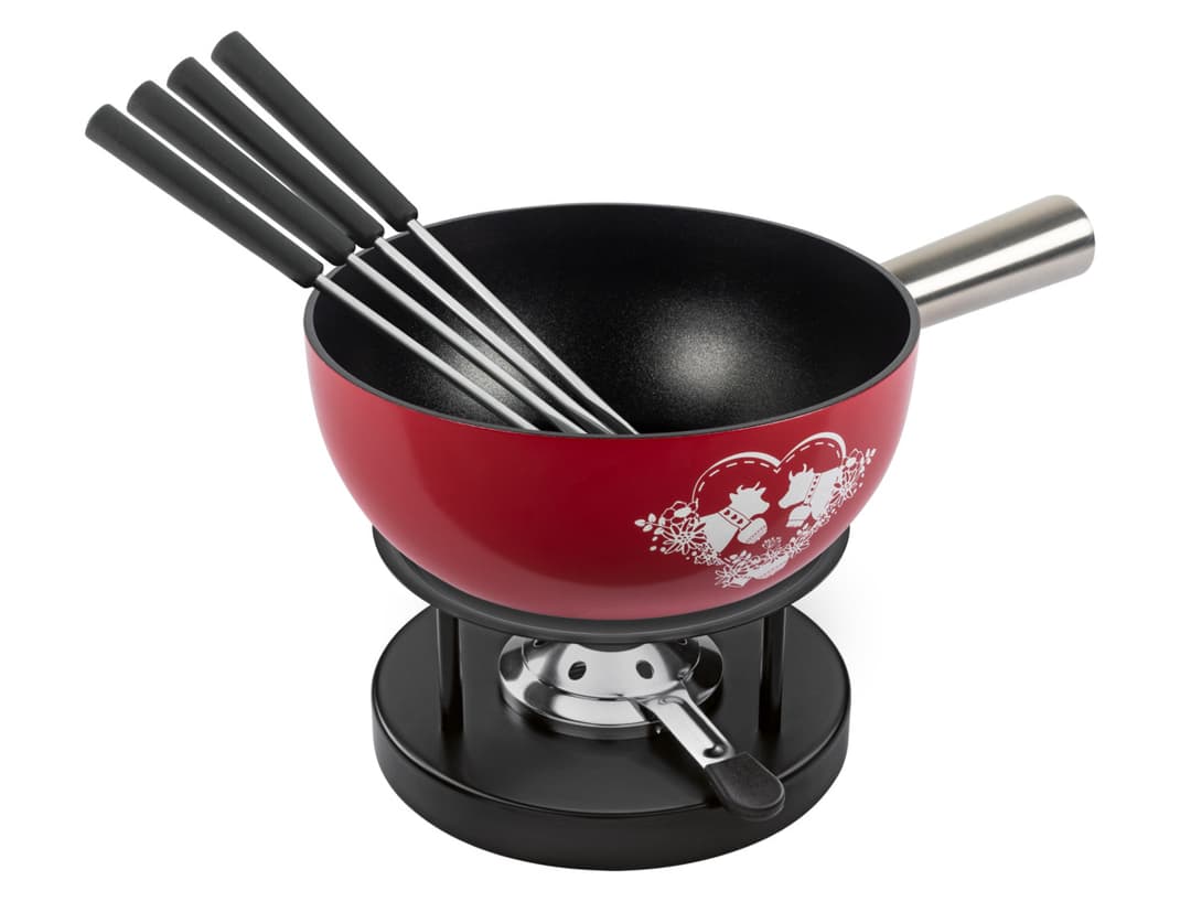 Käsefondue Set Induktion Aluminium Bergliebe rot Ø 22 cm