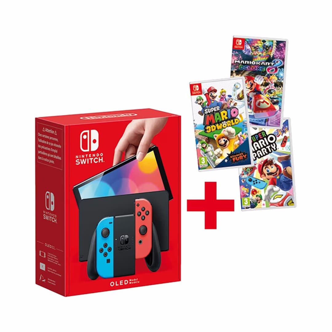 Nintendo Switch OLED Rot/Blau Mario Super Set