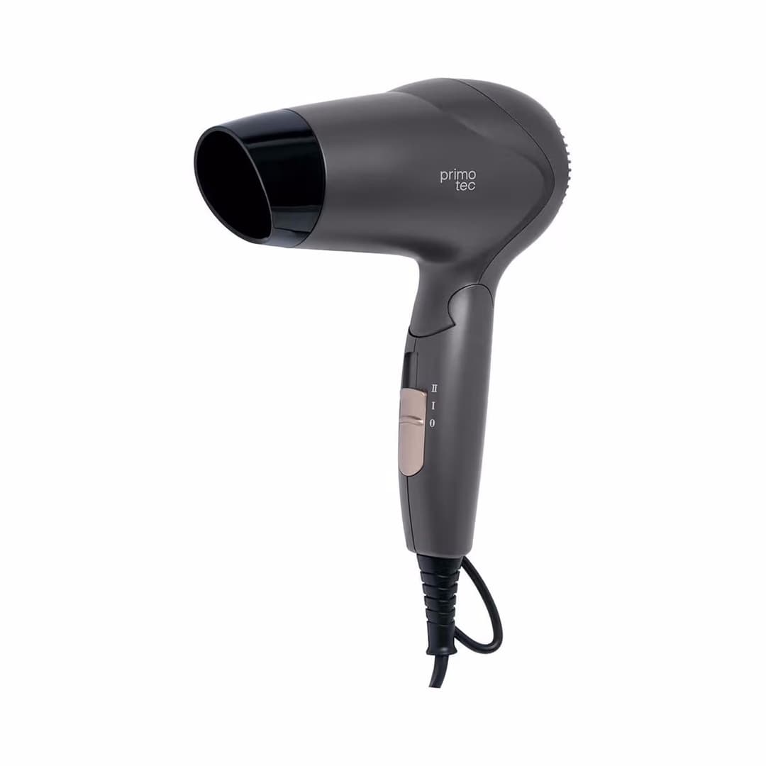 Primotec FlyDry Reisehaartrockner – Haarföhn/Haartrockner – schwarz / grau